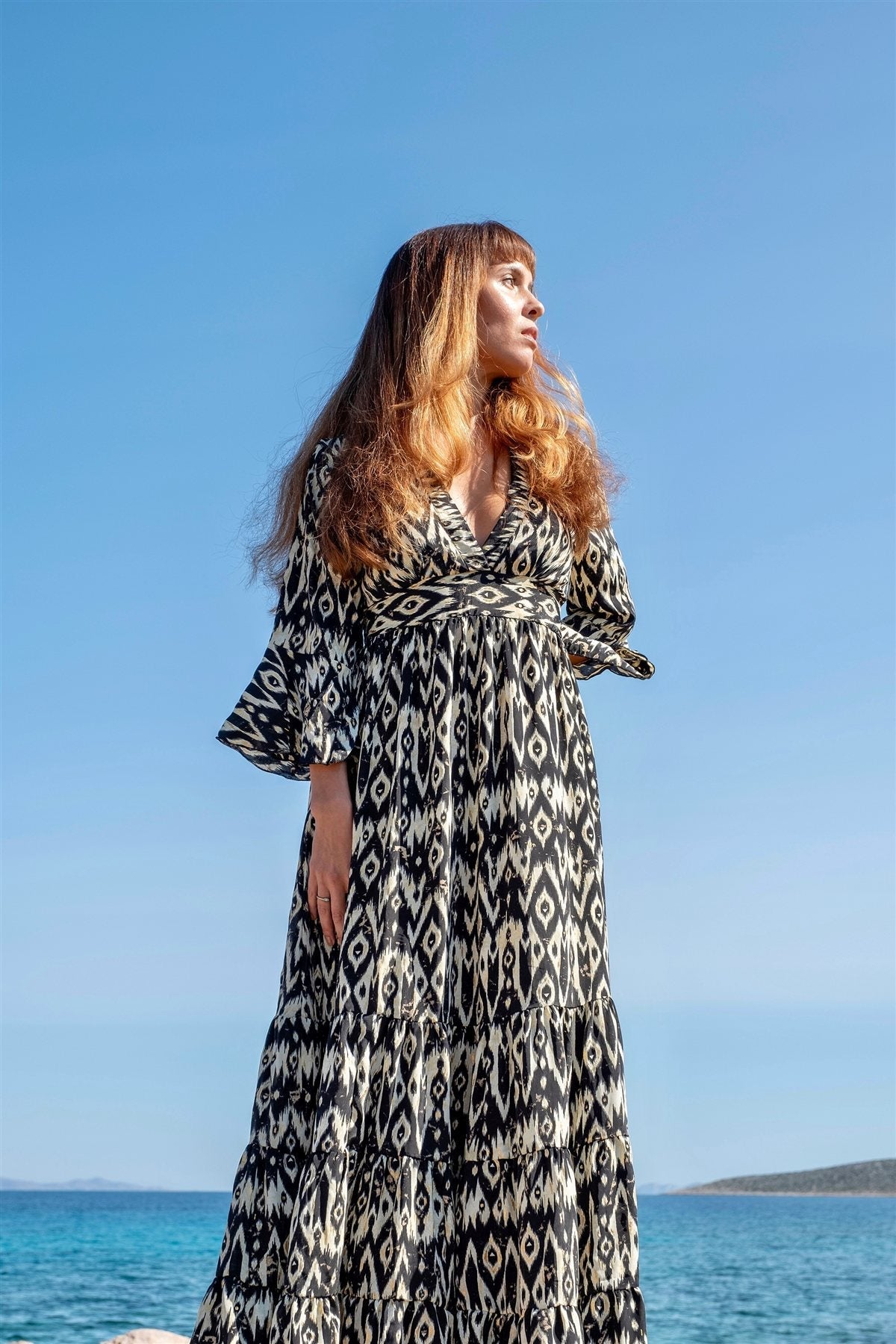 Ikat Tiered Maxi Dress