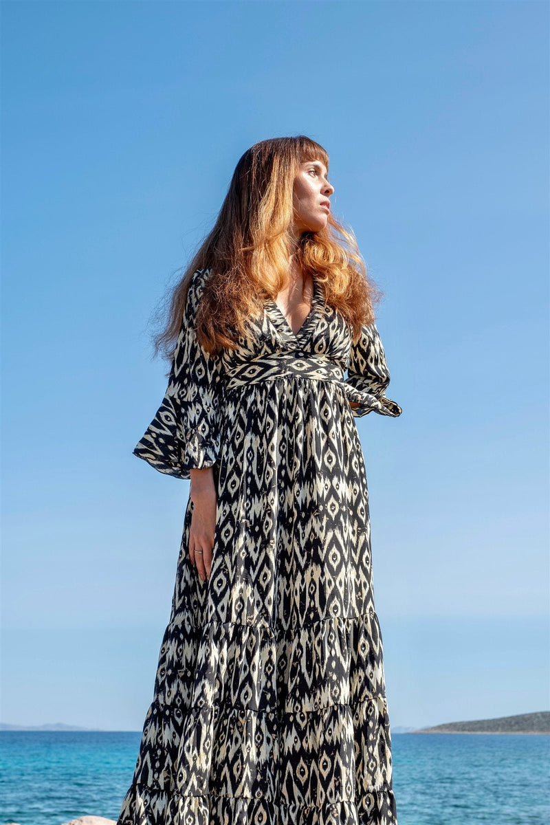 Ikat Tiered Maxi Dress