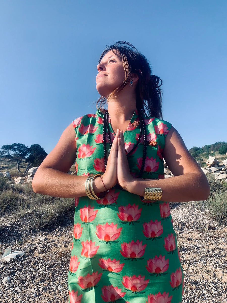 Green Lotus Shift Dress