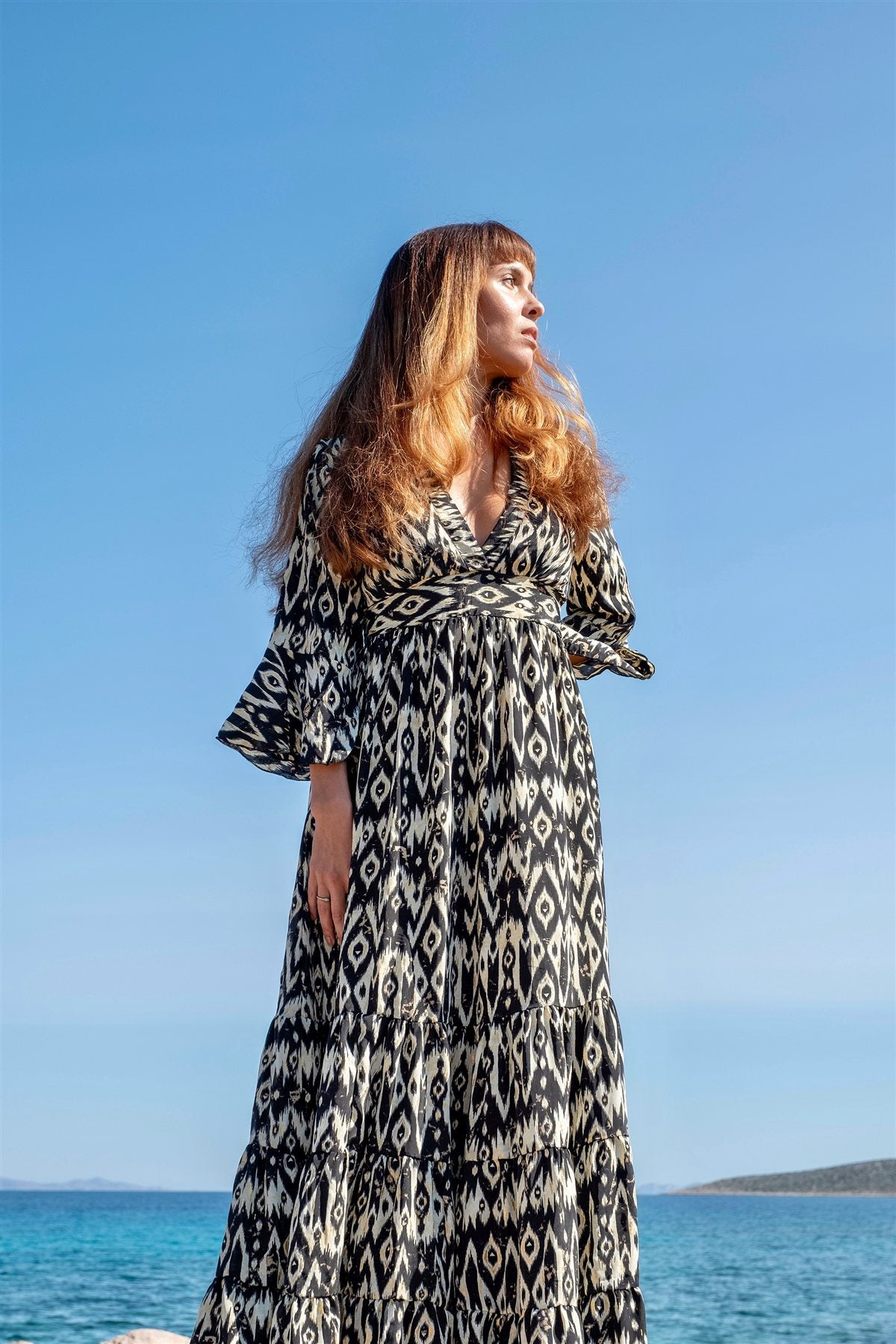 Ikat Tiered Maxi Dress