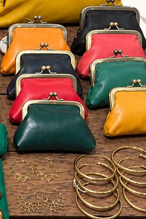 Leather Wallet-like Small Bag